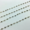 Silver Plated Copper Rosary Chain with 3-4mm Rondelle Shaped Mystic Coated Gray Labradorite Beads - Sold by the Foot! (CH148-SV)