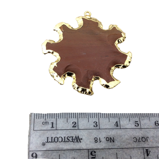 1.5-2" Gold Finish Sunburst Shaped Electroplated Mixed Jasper Pendant EJ001S - Measuring 40mm-45mm Long - Sold Individually, Randomly Chosen