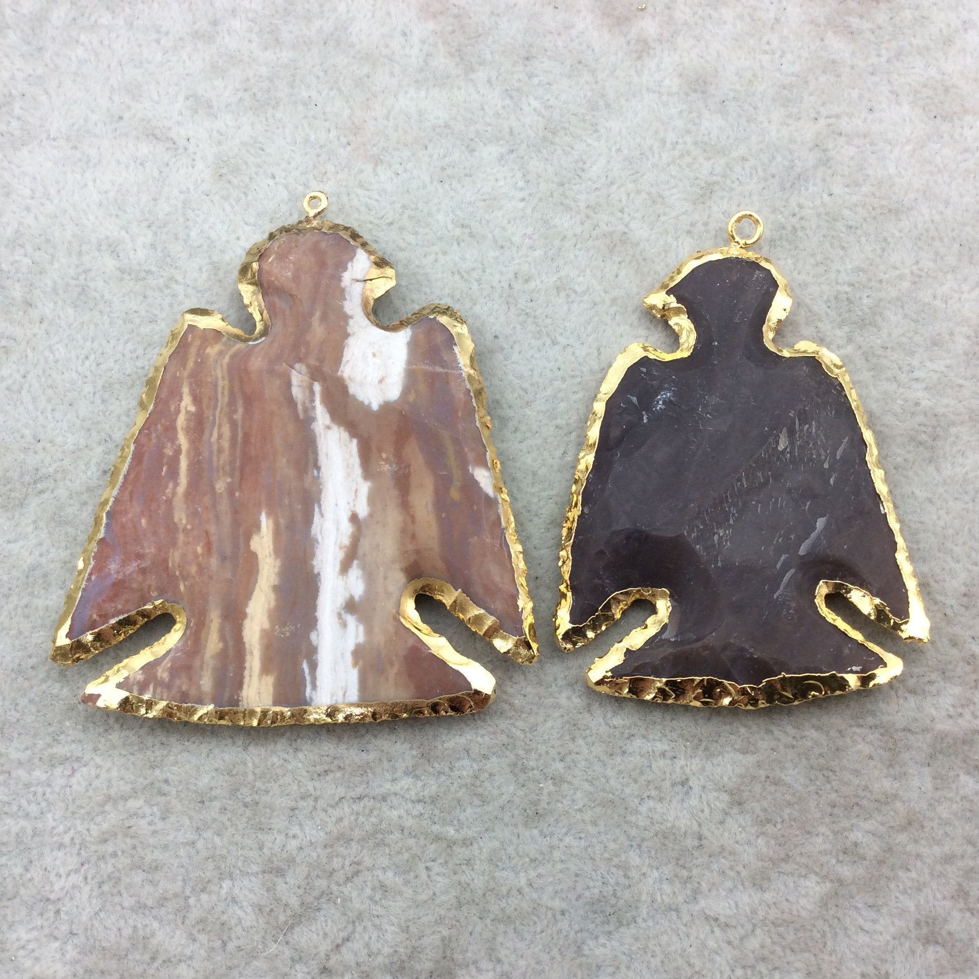 2.5-3" Gold Finish Eagle Shape Electroplated Mixed Jasper Pendant EJ002L - ~ 60mm-70mm Long - Sold Individually, Randomly Chosen