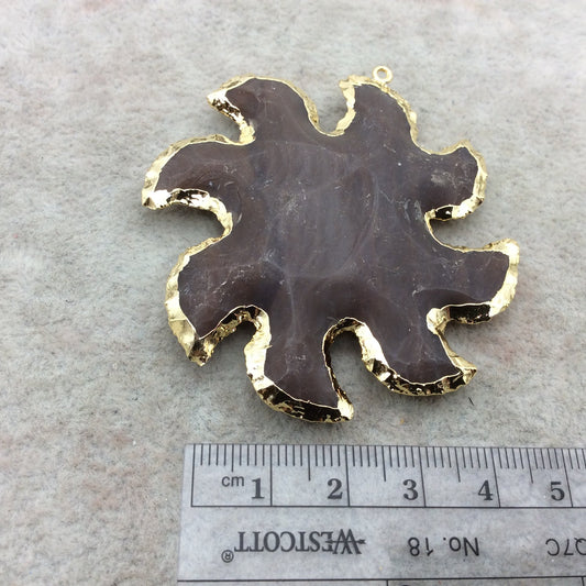 2-2.25" Gold Finish Sunburst Shape Electroplated Mixed Jasper Pendant EJ001M - Measuring 50mm-60mm Long - Sold Individually, Randomly Chosen