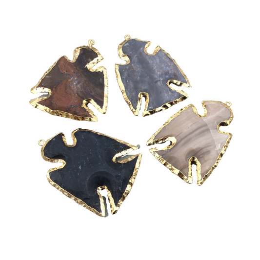 1.5-2" Gold Finish Eagle Shape Electroplated Mixed Jasper Pendant EJ002S - ~ 40mm-50mm Long - Sold Individually, Randomly Chosen