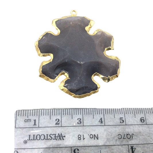 1.5-2" Gold Finish Daisy Flower Shape Electroplated Mixed Jasper Pendant EJ005S - ~ 40mm-50mm Long - Sold Individually, Randomly Chosen