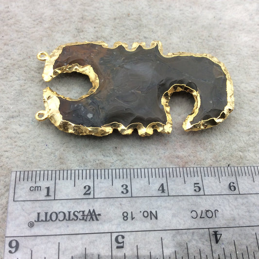 2-2.5" Gold Finish Double Bail Scorpion Shape Electroplated Mixed Jasper Pendant EJ006M - ~ 50mm-60mm Long - Sold Per Each, Randomly Chosen