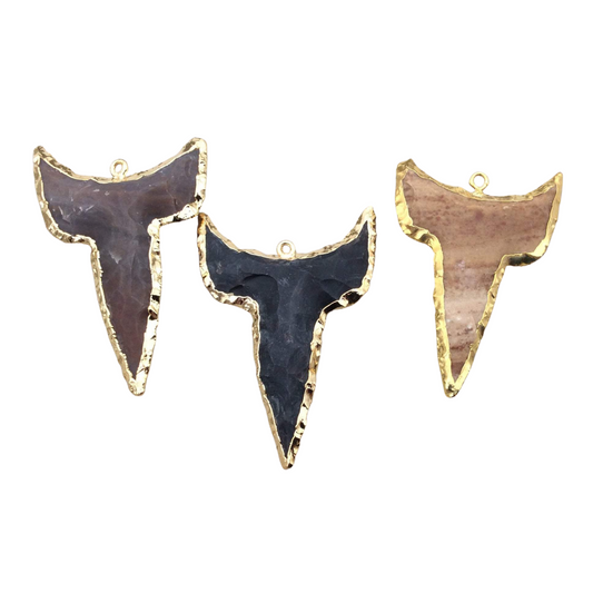 Gold Finish Fox Head Pendant Jasper – Electroplated Animal Shape 45–50mm (EJ009S)
