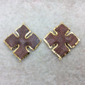 2-2.5" Gold Finish Diamond Cross Shape Electroplated Mixed Jasper Connector EJ017M - ~ 50mm-55mm Long - Sold Per Each, At Random