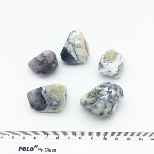 30-40mm Large Faceted Dendritic Opal Nugget Bead - Sold Individually, Randomly Chosen - High Quality Hand-Cut Indian Semi-Precious Gemstone