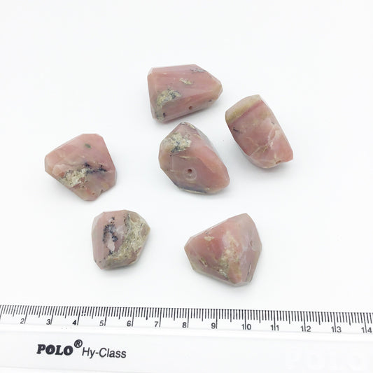 20-30mm Small Faceted Pink Opal Nugget Bead - Sold Individually, Randomly Chosen - High Quality Hand-Cut Indian Semi-Precious Gemstone