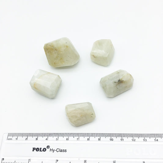 26-35mm Large Faceted White Moonstone Nugget Bead - Sold Individually, Randomly Chosen - High Quality Hand-Cut Indian Semi-Precious Gemstone