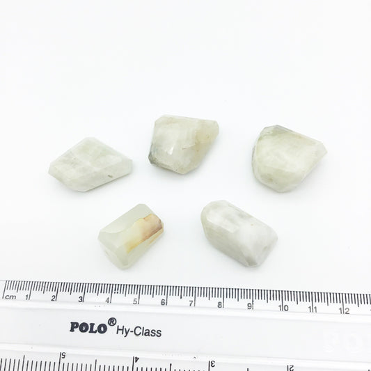 15-25mm Large Faceted White Moonstone Nugget Bead - Sold Individually, Randomly Chosen - High Quality Hand-Cut Indian Semi-Precious Gemstone