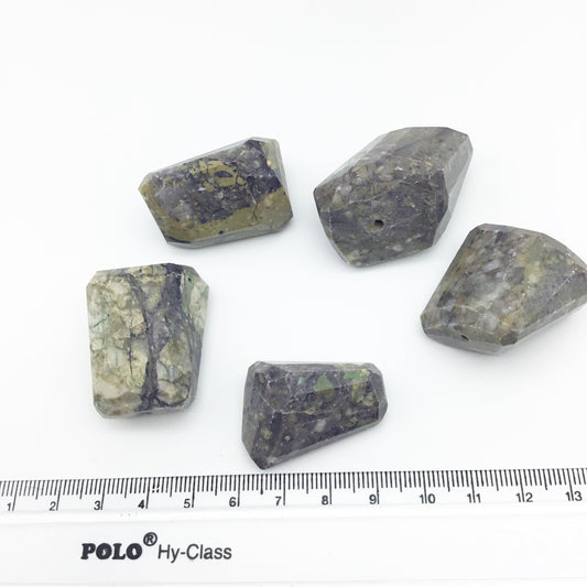 30-35mm Large Faceted Charoite Nugget Bead - Sold Individually, Randomly Chosen - High Quality Hand-Cut Indian Semi-Precious Gemstone