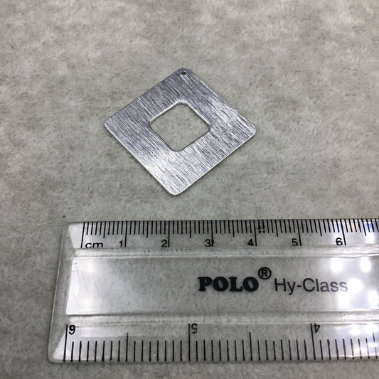 29mm x 29mm Silver Brushed Finish Thick Diamond Shaped Plated Copper Components - Sold in Pre-Counted Bulk Packs of 10 Pieces (266-SV)