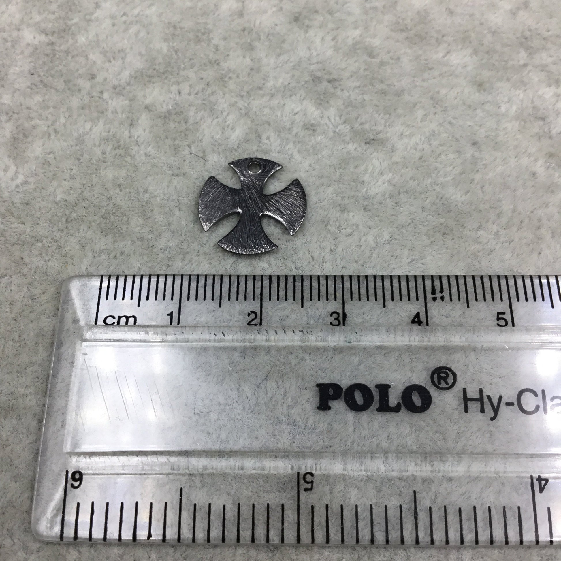 14mm x 14mm Gunmetal Plated Copper Solid Maltese/Rounded Cross Symbol Shaped Pendant Blank Components - Sold in Packs of 10 Pieces