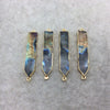 9-10mm x 40-50mm  Gold Finish Arrow/Dagger Shaped Electroplated Flashy Labradorite Connector   - Sold Individually, Randomly Chosen