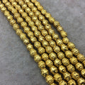 Gold Finish Eye Pattern Barrel/Urn Shape Plated Pewter Beads - 8" Strand (Approx. 30 Beads) - 5mm x 7mm - 3mm Hole Size