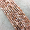 4mm Smooth Mix Peach Moonstone Round/Ball Shaped Beads with .8mm Holes - 15.75" Strand (Approx. 95 Beads) - Natural High Quality Gemstone