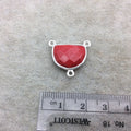 Sterling Silver Faceted Half Moon Shape Opaque Red Hydro (Man-made) Chalcedony Bezel Pendant - Measuring 12mm x 16mm - Sold Individually