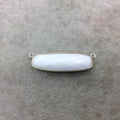 Sterling Silver Faceted Rounded Rectangle Top Loop Shape White Hydro (Man-made) Chalcedony Bezel Connector ~ 14mm x 38mm - Sold Individually