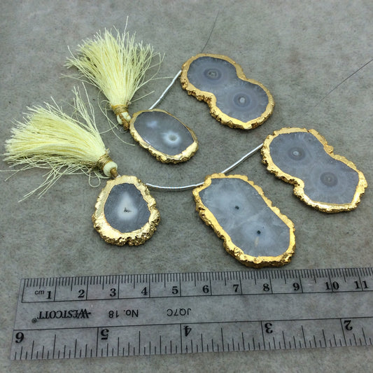 Solar Quartz Top-Drilled Beads with Gold Electroplating - One of a Kind Strand of Beads (BC)