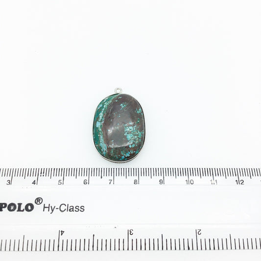 OOAK Silver Plated Stabilized Brazilian Turquoise Freeform Shaped Bezel Pendant "BTS6" - ~ 21mm x 30mm - Sold Individually , As Pictured