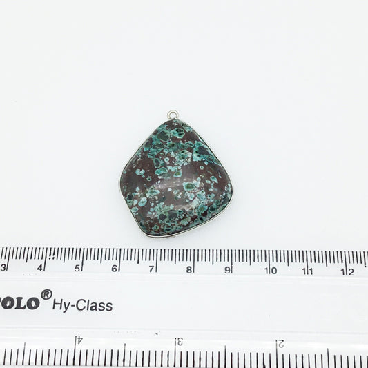 OOAK Silver Plated Stabilized Brazilian Turquoise Freeform Shaped Bezel Pendant "BTS19" - ~ 31mm x 35mm - Sold Individually , As Pictured