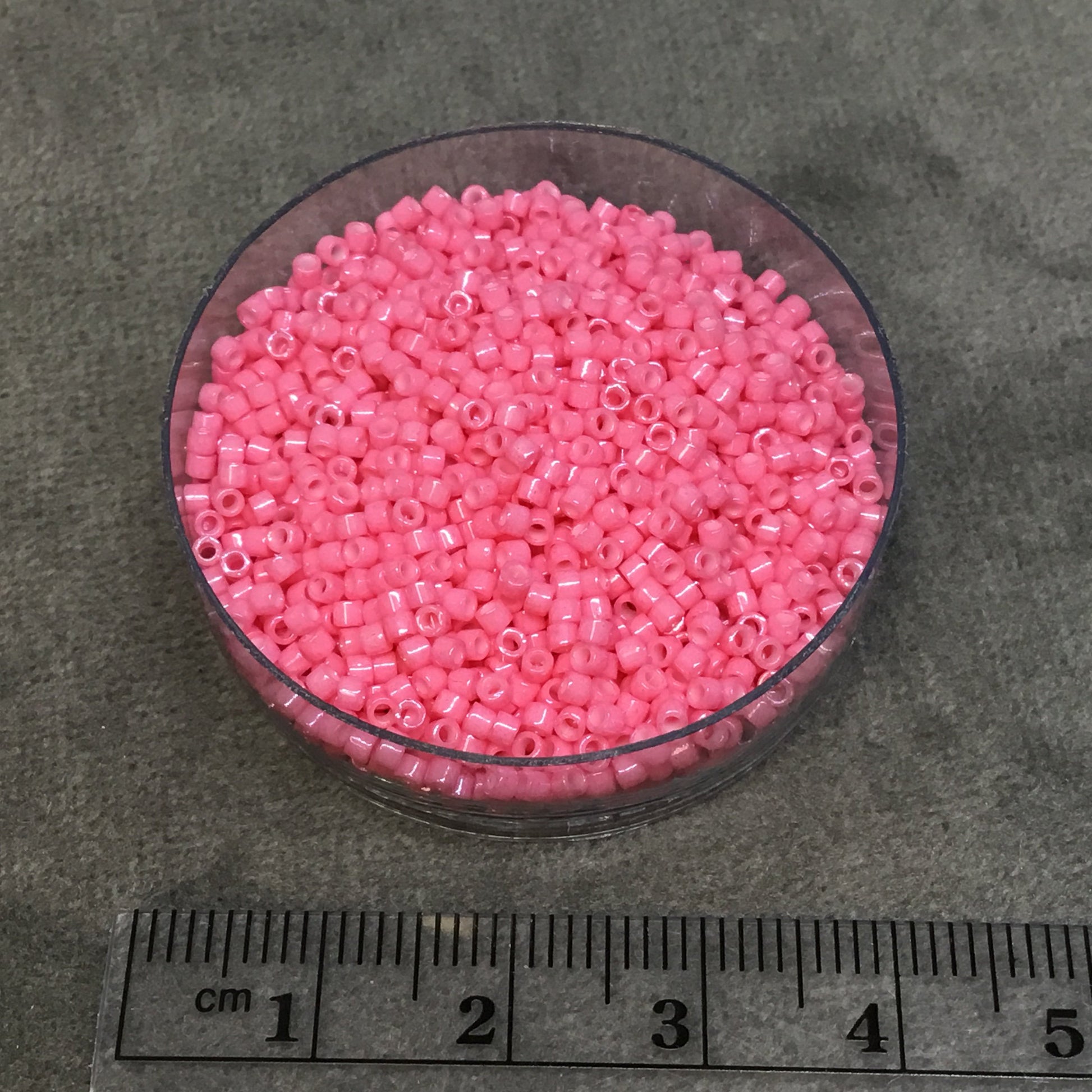 Size 11/0 Glossy Finish Dyed Opaque Rose Genuine Miyuki Delica Glass Seed Beads - Sold by 7.2 Gram Tubes (Approx. 1300 Beads per 2" Tube)