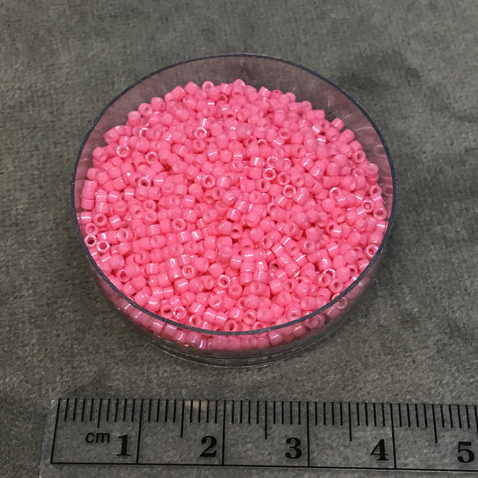 Size 11/0 Glossy Finish Dyed Opaque Rose Genuine Miyuki Delica Glass Seed Beads - Sold by 7.2 Gram Tubes (Approx. 1300 Beads per 2" Tube)