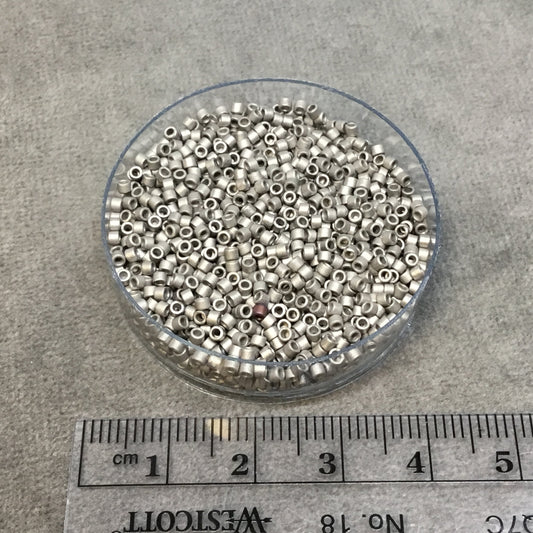 Size 11/0 Matte Finish Metallic Silver Genuine Miyuki Delica Glass Seed Beads - Sold by 7.2 Gram Tubes (Approx. 1300 Beads per 2" Tube)