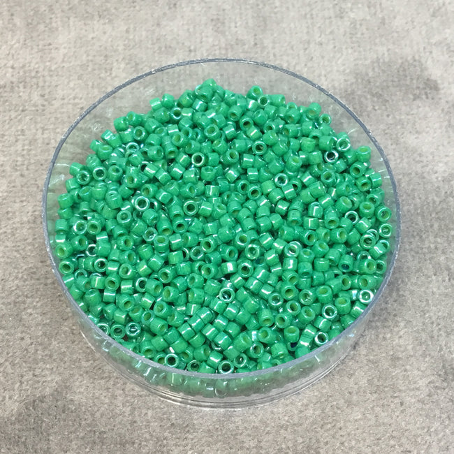 Size 11/0 Glossy Dyed Jade Green Genuine Miyuki Delica Glass Seed Beads - Sold by 7.2 Gram Tubes (Approx. 1300 Beads per 2" Tube)