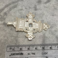 2.5" Silver Ethiopian Cross Shaped Plated Brass Pendant with Horizontal Bail - Measuring 48mm x 61mm - Sold Individually