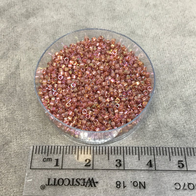 Size 11/0 Glossy Finish Red/Gold Luster Genuine Miyuki Delica Glass Seed Beads - Sold by 7.2 Gram Tubes (Approx. 1300 Beads per 2" Tube)