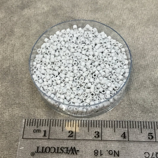 Size 11/0 Glossy Finish Opaque Ghost Grey Genuine Miyuki Delica Glass Seed Beads - Sold by 7.2 Gram Tubes (Approx. 1300 Beads per 2" Tube)
