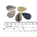 1.25" Semi-Transparent Black/Brown/Tan Teardrop Shaped Lightweight Natural Horn Connector Component with 2mm Holes - Measuring 20mm x 32mm
