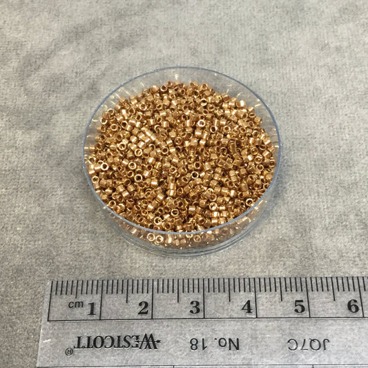 Size 11/0 Glossy Metallic Light Bronze Genuine Miyuki Delica Glass Seed Beads - Sold by 7.2 Gram Tubes (Approx. 1300 Beads per 2" Tube)