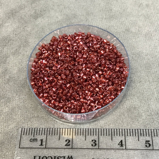 Size 11/0 Glossy Trans. Metallic Red Luster Genuine Miyuki Delica Glass Seed Beads - Sold by 7.2 Gram Tubes (Approx. 1300 Beads per 2" Tube)