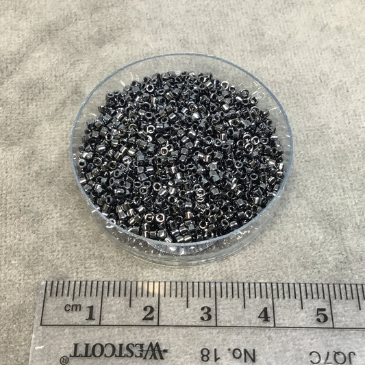 Size 11/0 Glossy Metallic Gunmetal Genuine Miyuki Delica Glass Seed Beads - Sold by 7.2 Gram Tubes (Approx. 1300 Beads per 2" Tube)