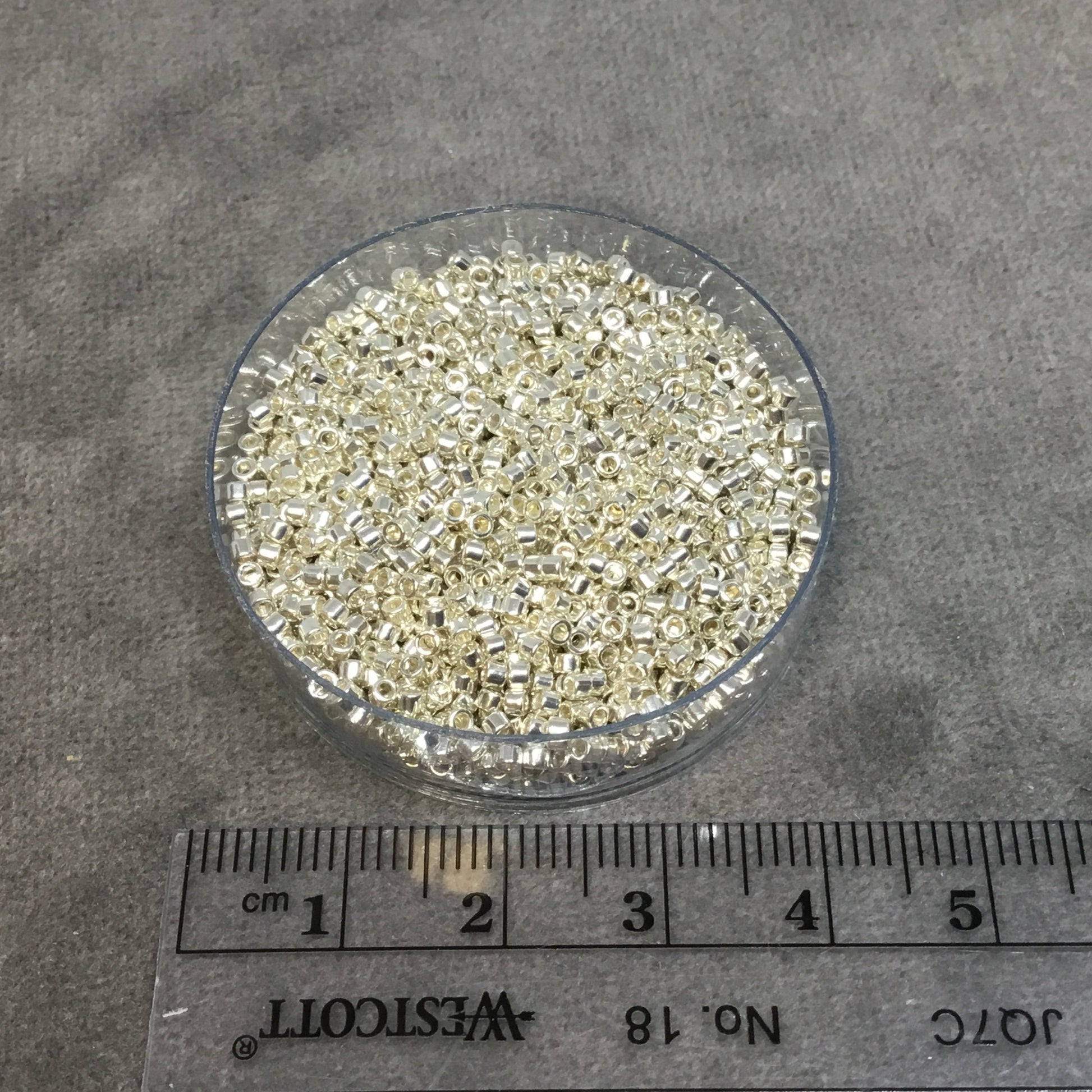 Size 11/0 Metallic Galvanized Silver Genuine Miyuki Delica Glass Seed Beads - Sold by 7.2 Gram Tubes (Approx. 1300 Beads per 2" Tube)