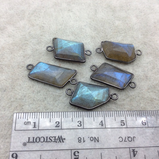 Labradorite Bezel | Large Gunmetal Finish Freeform Shape Plated Copper Connector Component ~ 10-15mm x 18-22mm - Sold Individually at Random