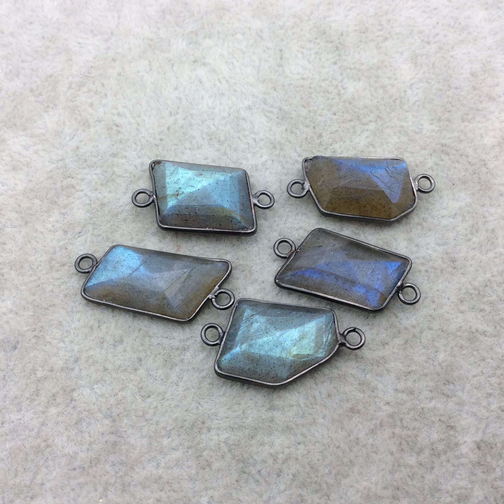 Labradorite Bezel | Large Gunmetal Finish Freeform Shape Plated Copper Connector Component ~ 10-15mm x 18-22mm - Sold Individually at Random