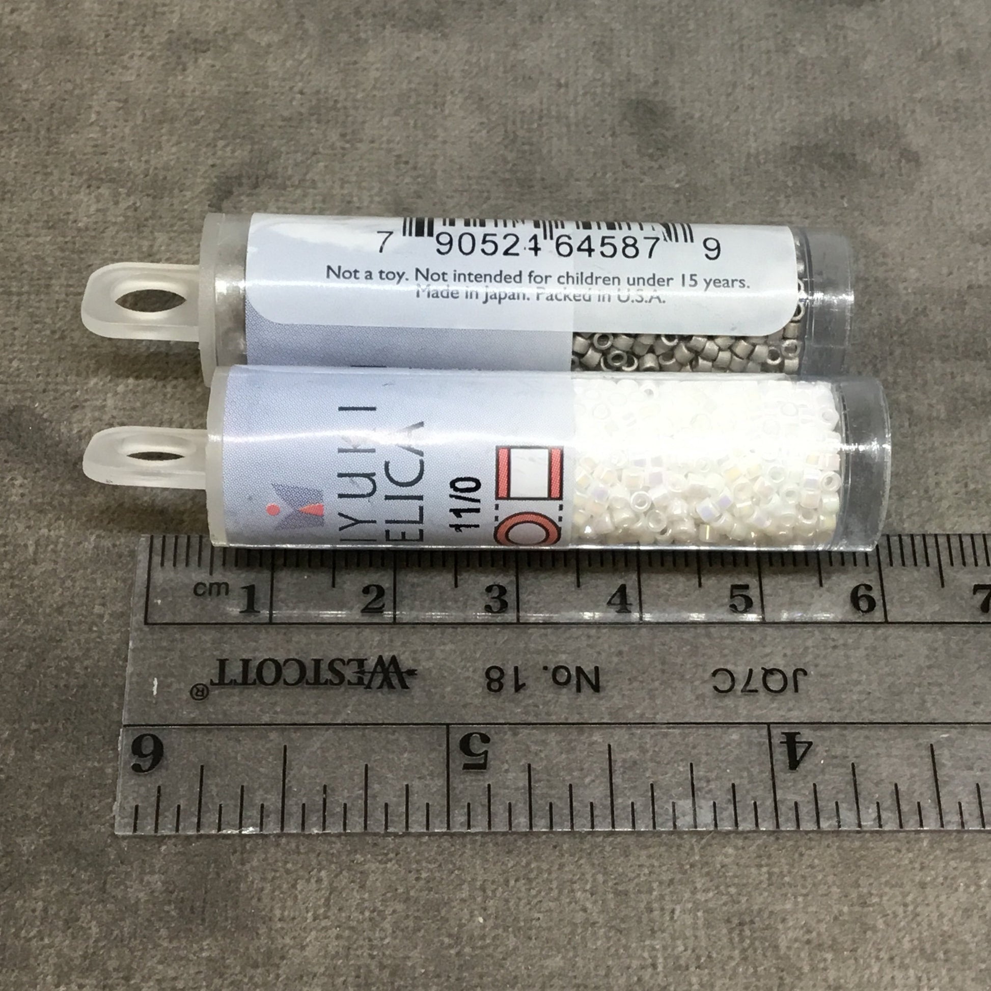Size 11/0 Glossy Silver Lined Light Blue Genuine Miyuki Delica Glass Seed Beads - Sold by 7.2 Gram Tubes (Approx. 1300 Beads per 2" Tube)