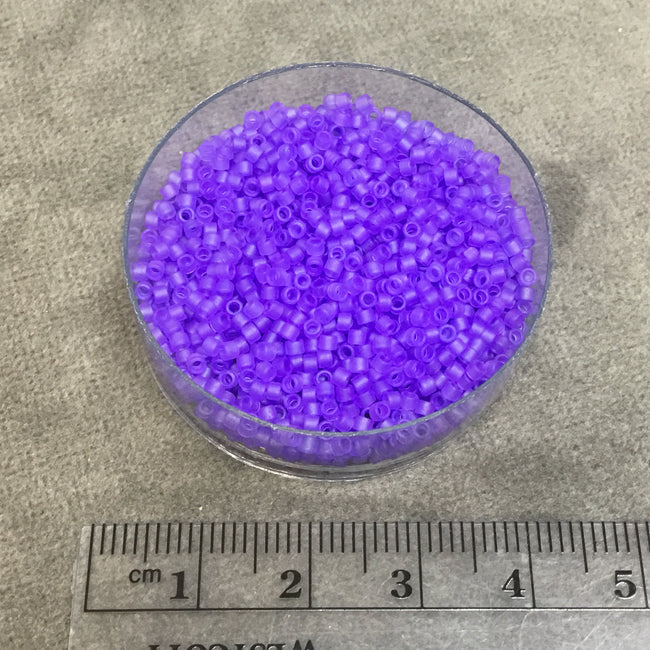 Size 11/0 Matte Finish Transparent Dyed Purple Genuine Miyuki Delica Glass Seed Beads - Sold by 7.2 Gram Tubes (Approx. 1300 Beads/2" Tube)