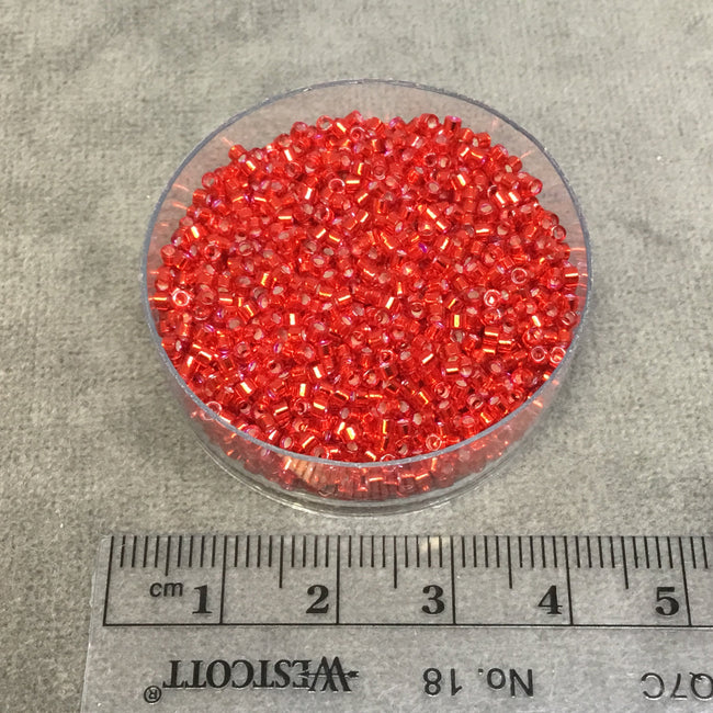 Size 11/0 Glossy Finish Silver Lined Red Genuine Miyuki Delica Glass Seed Beads - Sold by 7.2 Gram Tubes (Approx. 1300 Beads per 2" Tube)