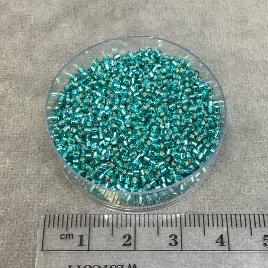 Size 11/0 Glossy Silver Lined Caribbean Teal Genuine Miyuki Delica Glass Seed Beads - Sold by 7.2 Gram Tubes (Approx. 1300 Beads/2" Tube)