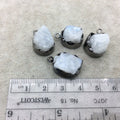 Gunmetal Finish Medium Raw Nugget Genuine Moonstone Wavy Bezel Pendant  ~ 13mm - 16mm Long - Sold Individually, Selected Randomly