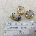 Gold Finish Medium Raw Nugget Genuine Rutilated Quartz Wavy Bezel Pendant - ~ 13mm - 16mm Long - Sold Individually, Selected Randomly