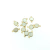 Gold Plated Natural Gray Moonstone  Faceted Round/Coin Shaped Copper Bezel Connector -  Measures 8mm x 8mm - Sold Individually, Random