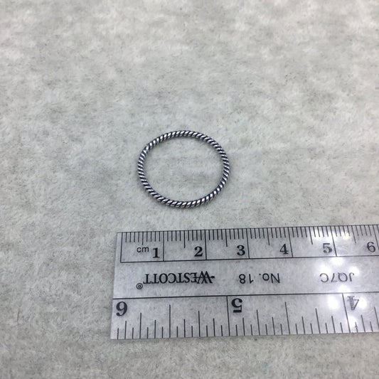 24mm Oxidized Silver Finish Open Twisted Wire Circle/Hoop Shaped Plated Copper Components - Sold in  Packs of 10 Pieces - (465-OS)