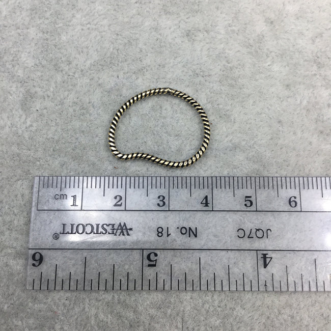 19mm x 25mm Oxidized Gold Finish Open Twisted Wire Bean Shaped Plated Copper Components - Sold in Pre-Counted Bulk Packs of 10- (468-OG)