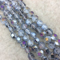 12mm Matte And Glossy Faceted Trans. AB Clear/Purple/Orange Glass Crystal Flattened Hexagon Beads - 12.5" Strands (~ 28 Beads) - (CC12-096)