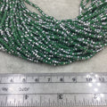 Chinese Crystal Beads | 2mm AB Metallic Finish Faceted Opaque Green Silver Rondelle Glass Beads