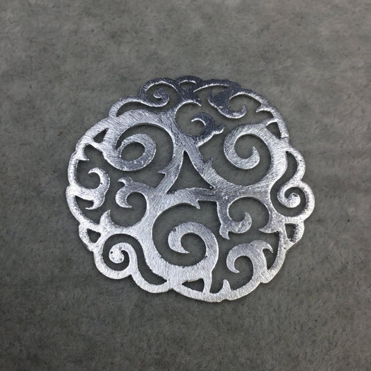 Medium Sized Silver Plated Tribal Swirl Cutout Shaped Brushed Finish Copper Components - Measuring 47mm x 47mm - Sold in Packs of 4
